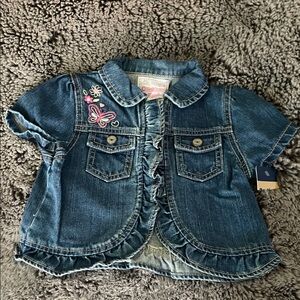 Vintage OshKosh B'gosh Embroidered Denim Jacket Girl Sz 5T NEW